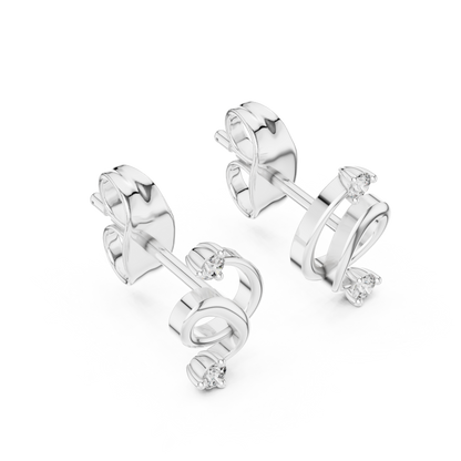 Elegant Interwoven Ribbon Diamond Studs