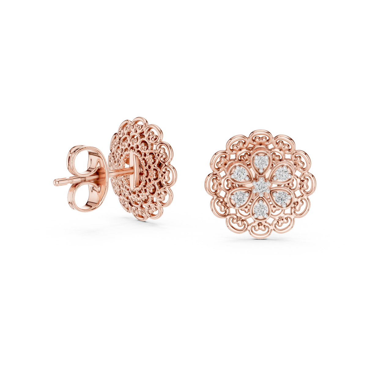 Regal Six Petal Filigree Studs