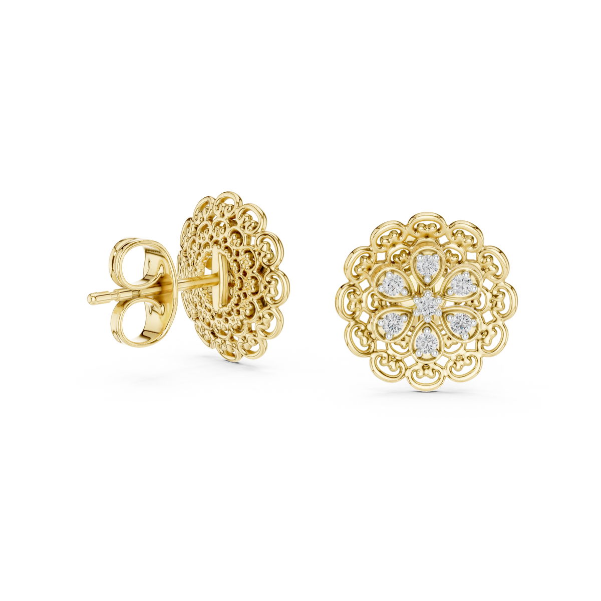 Regal Six Petal Filigree Studs