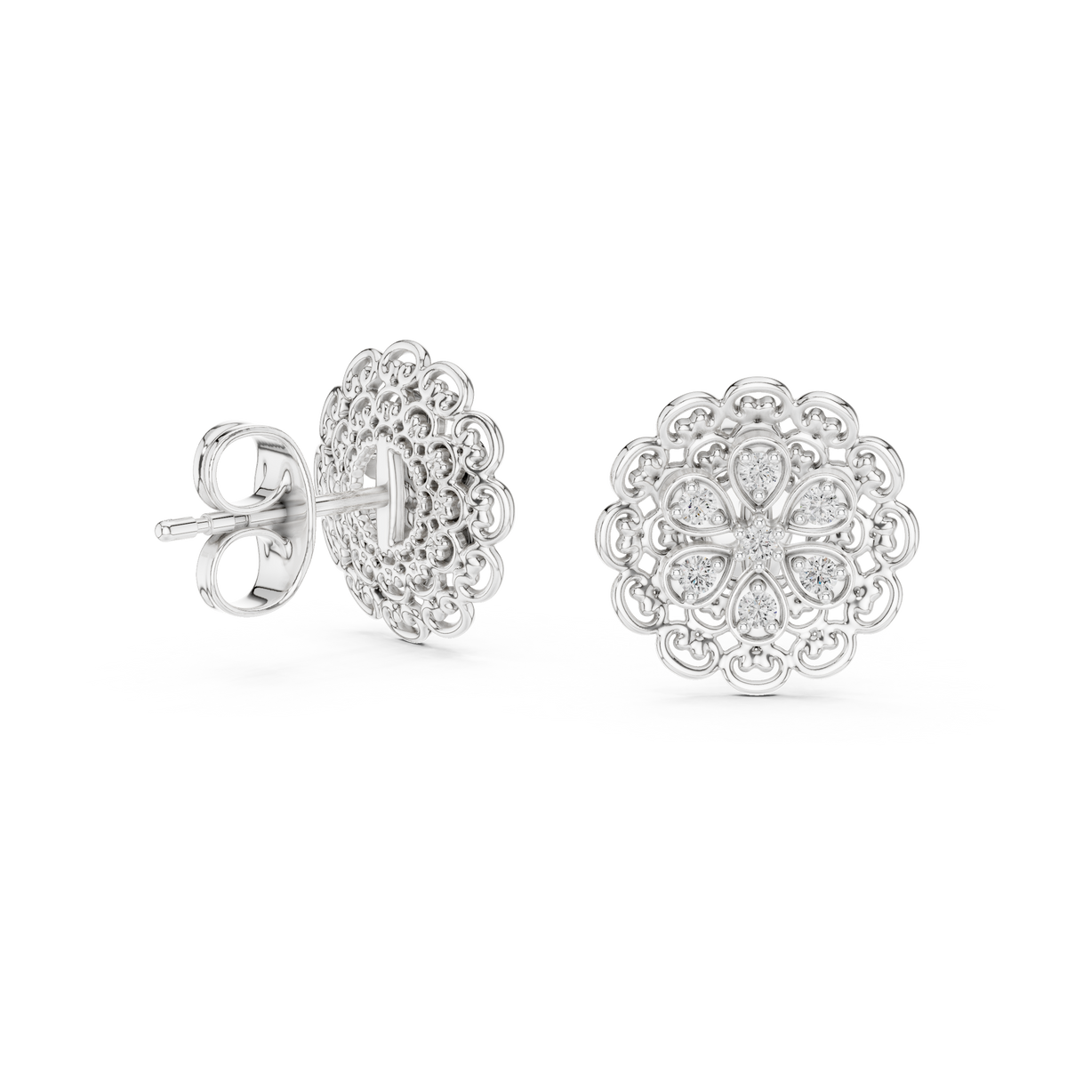 Regal Six Petal Filigree Studs