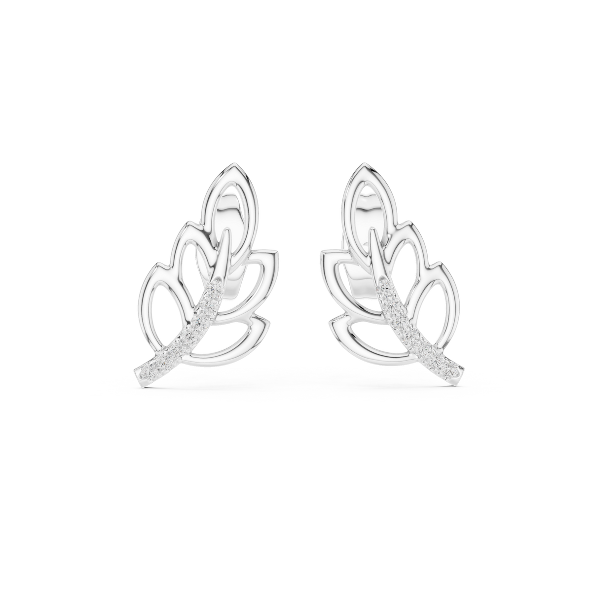Elegant Cascading Leaf Pavé Studs