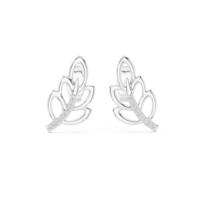 Elegant Cascading Leaf Pavé Studs
