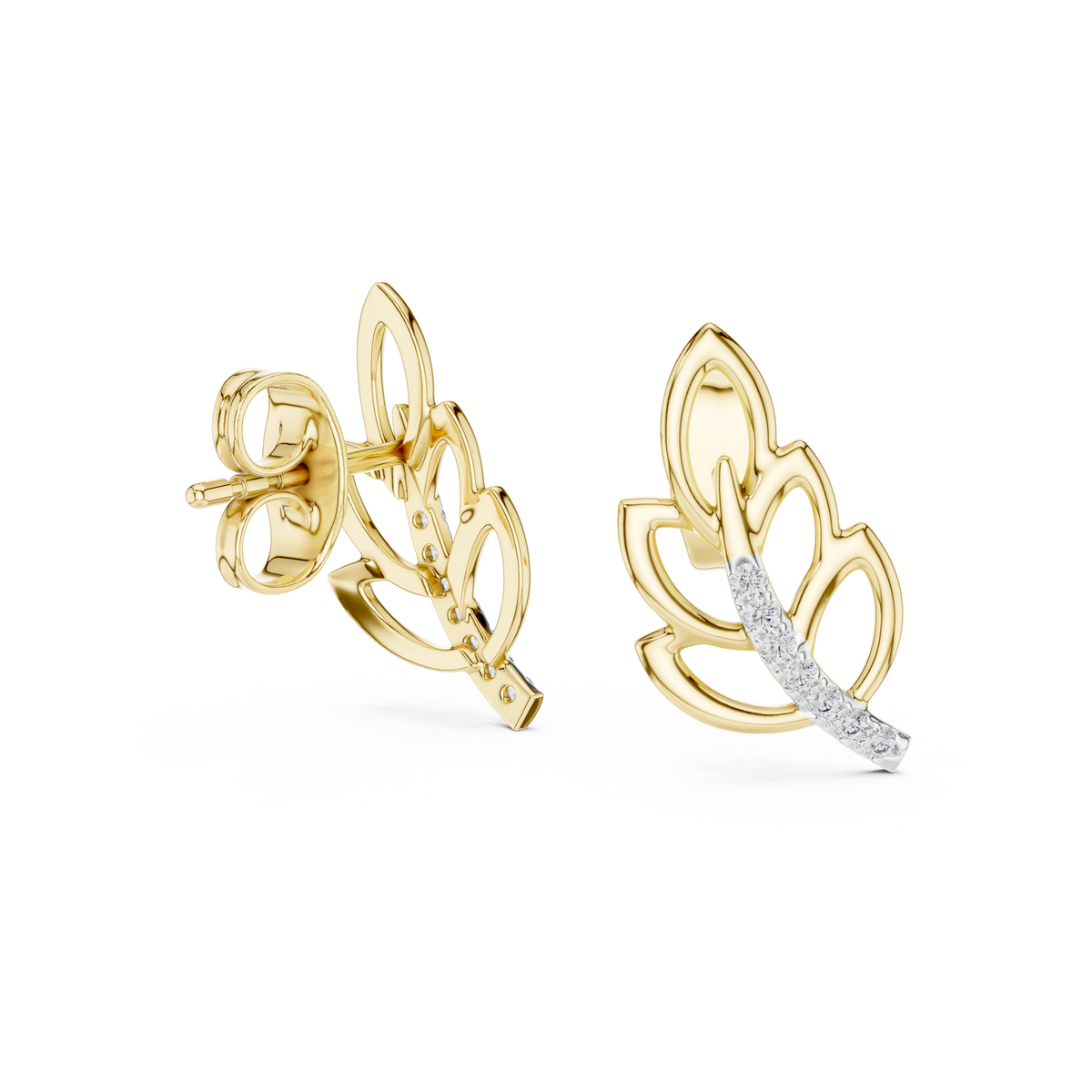 Elegant Cascading Leaf Pavé Studs