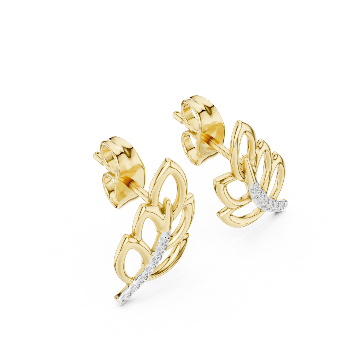 Elegant Cascading Leaf Pavé Studs