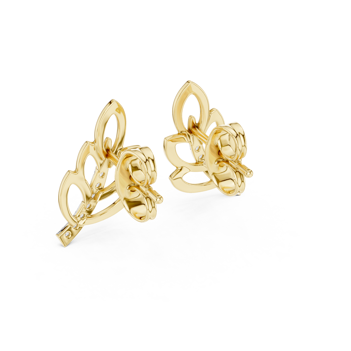 Elegant Cascading Leaf Pavé Studs