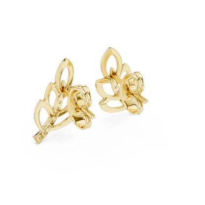 Elegant Cascading Leaf Pavé Studs