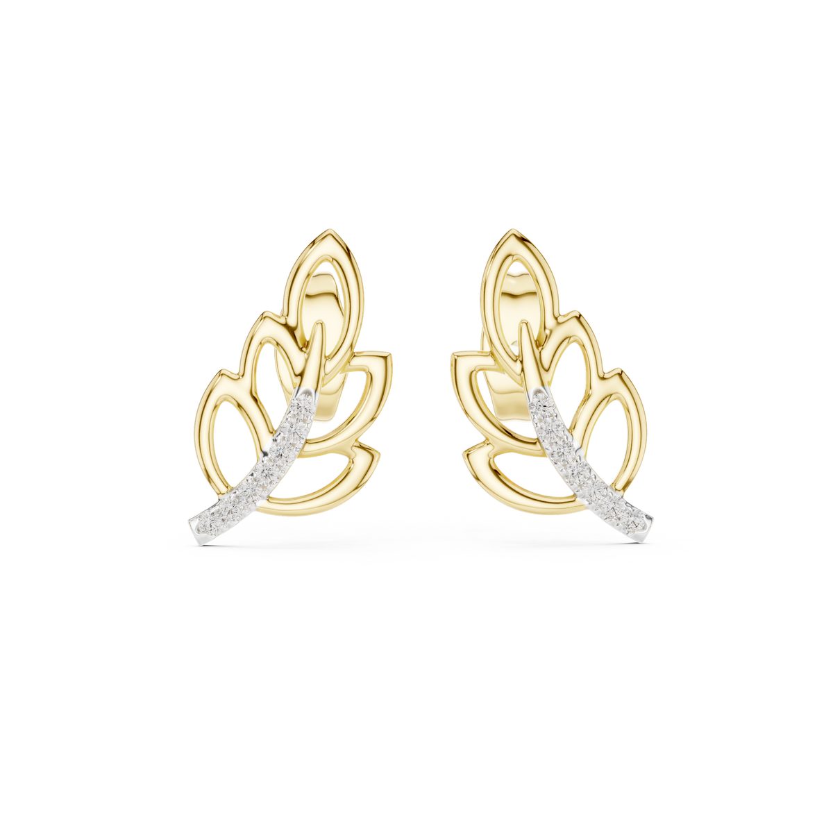 Elegant Cascading Leaf Pavé Studs