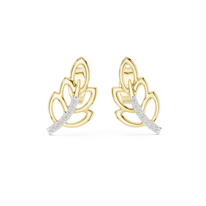 Elegant Cascading Leaf Pavé Studs