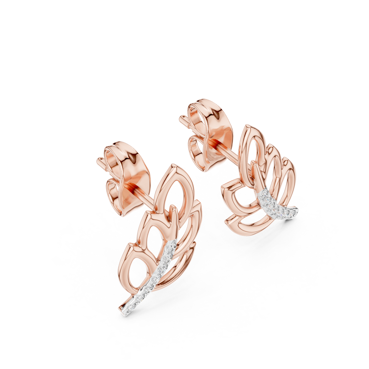 Elegant Cascading Leaf Pavé Studs