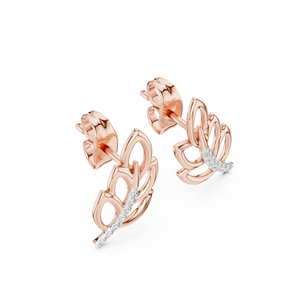 Elegant Cascading Leaf Pavé Studs