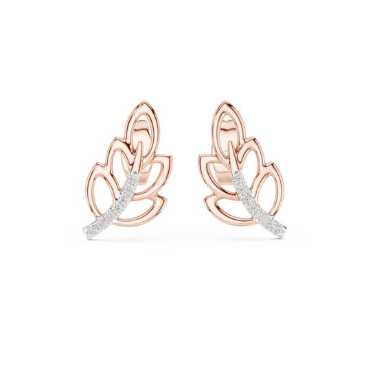 Elegant Cascading Leaf Pavé Studs