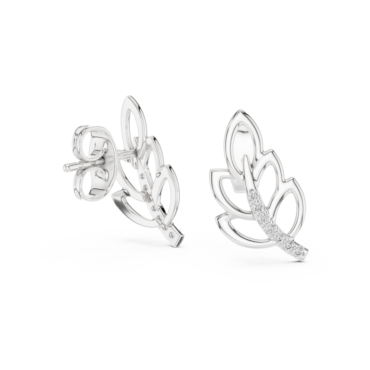 Elegant Cascading Leaf Pavé Studs