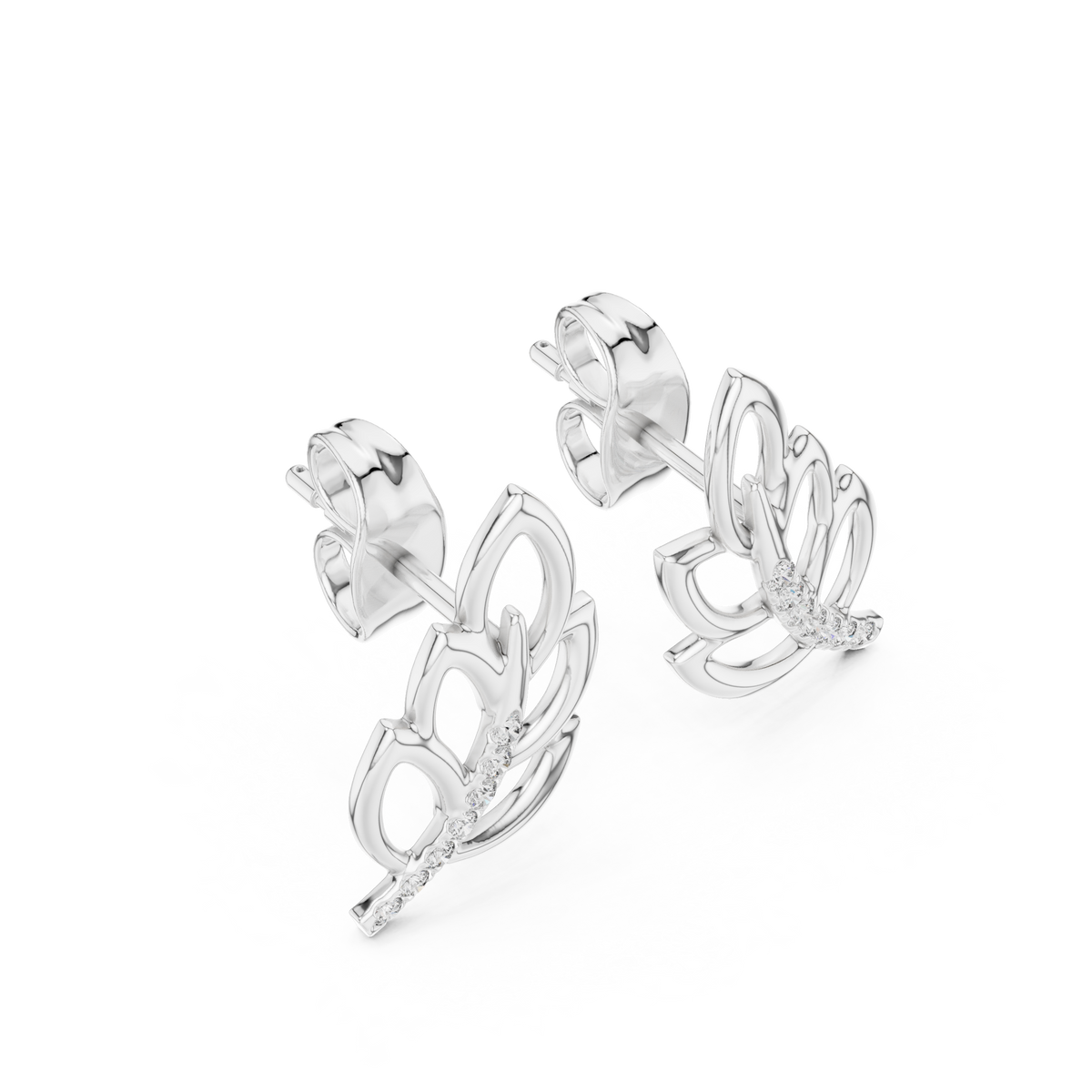 Elegant Cascading Leaf Pavé Studs