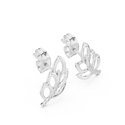 Elegant Cascading Leaf Pavé Studs