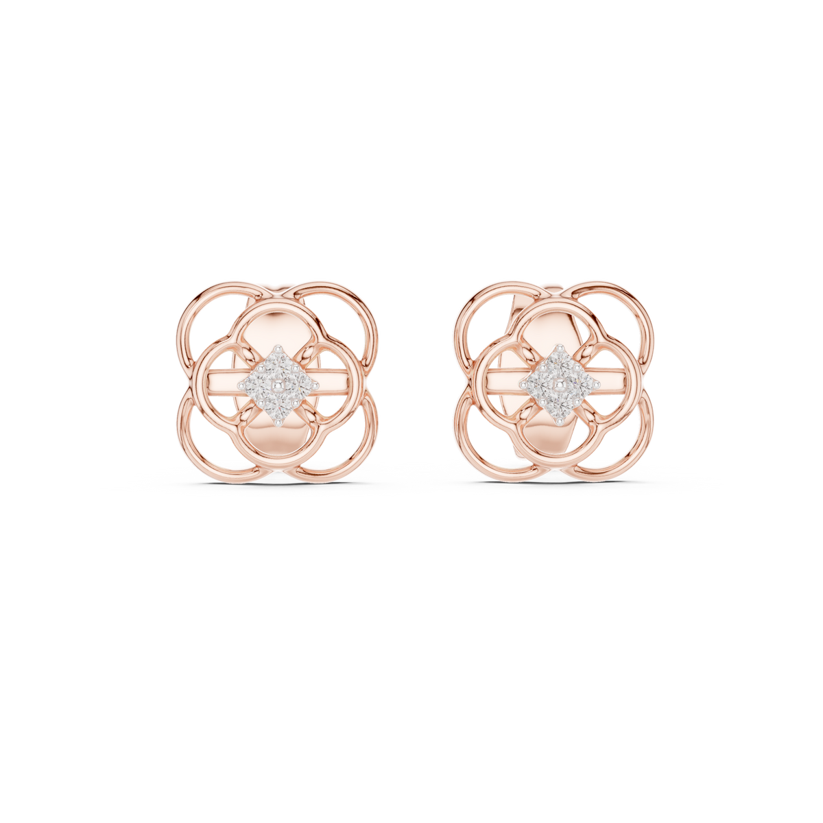 Regal Quatrefoil Bloom Diamond Studs