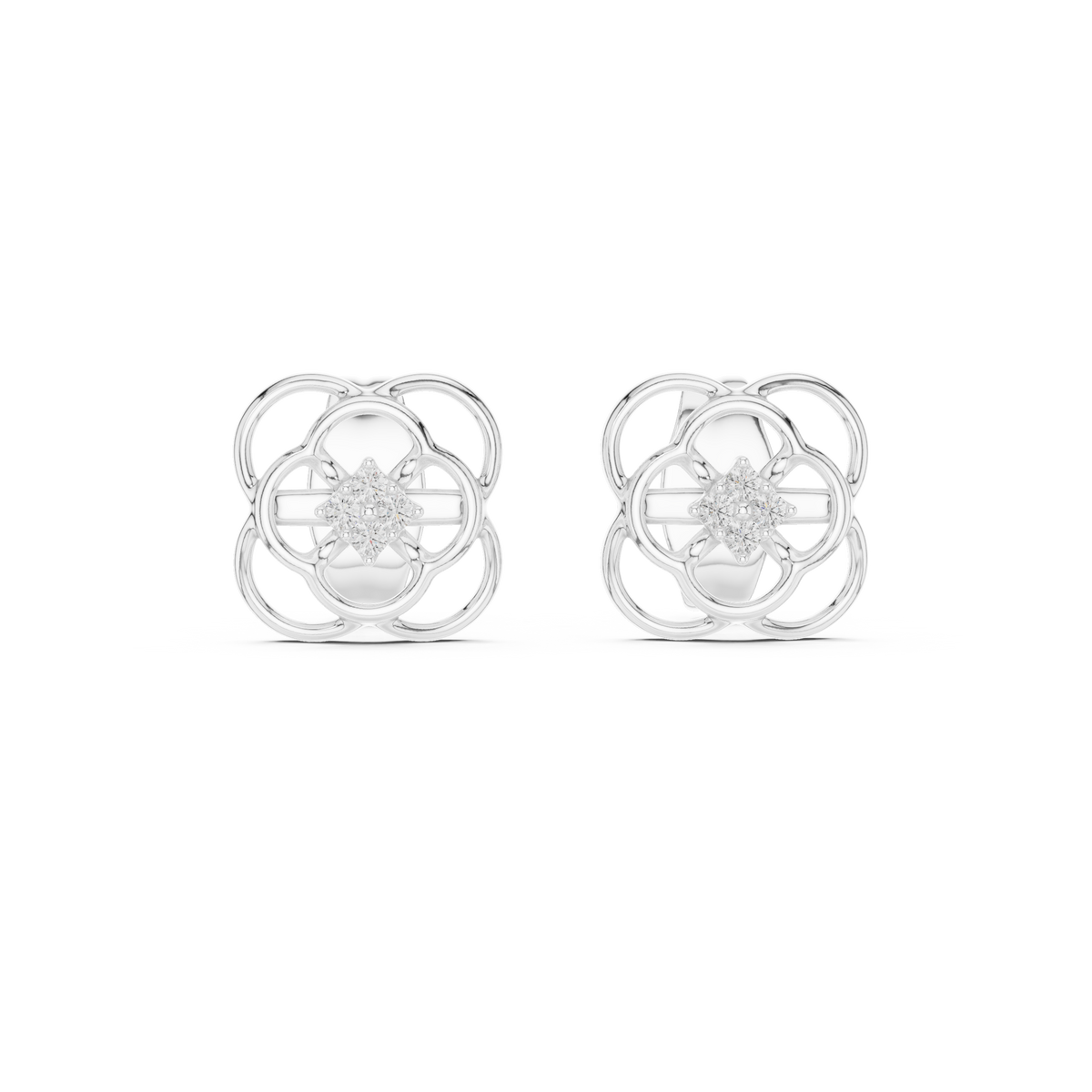 Regal Quatrefoil Bloom Diamond Studs