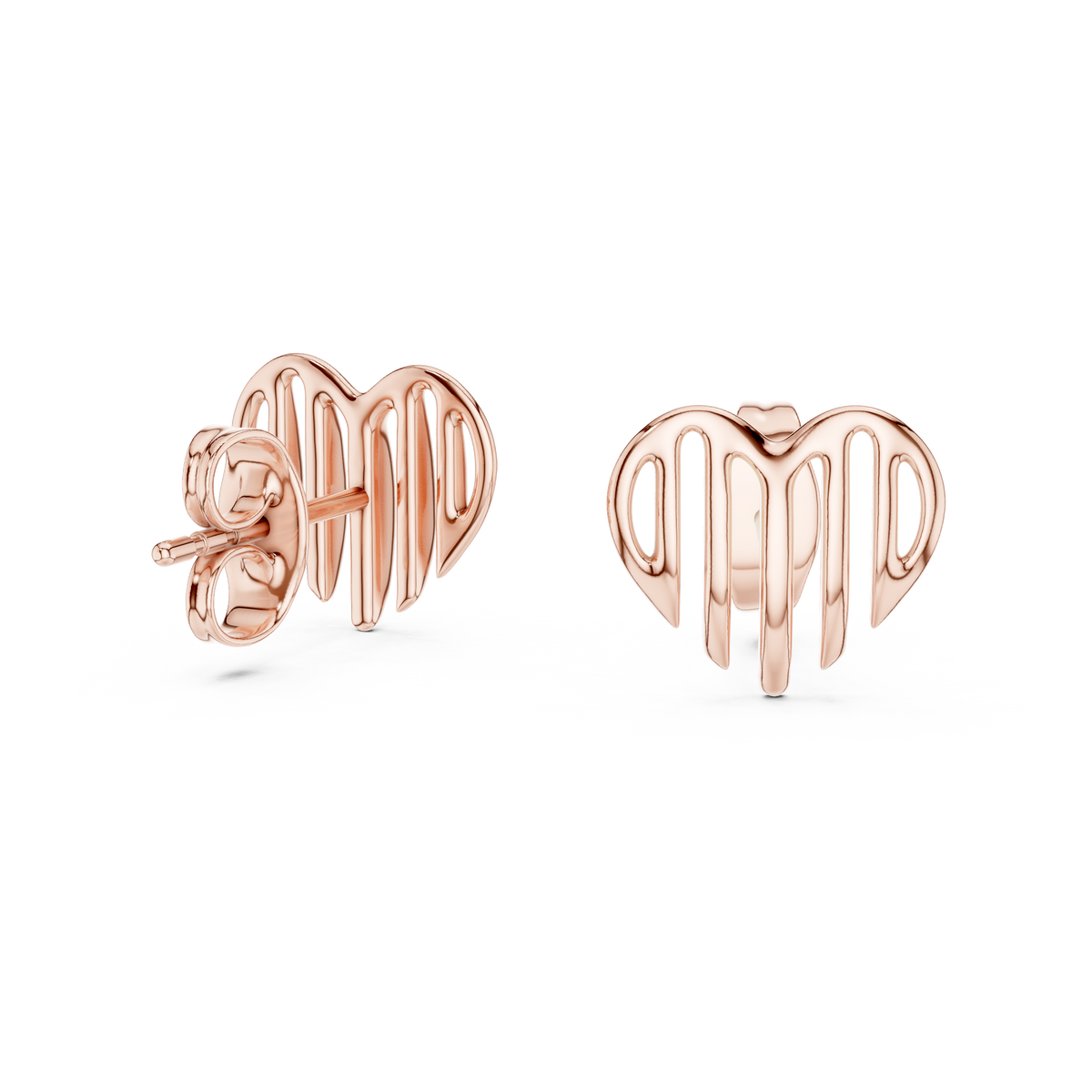 Elegant Cascading Heart Studs