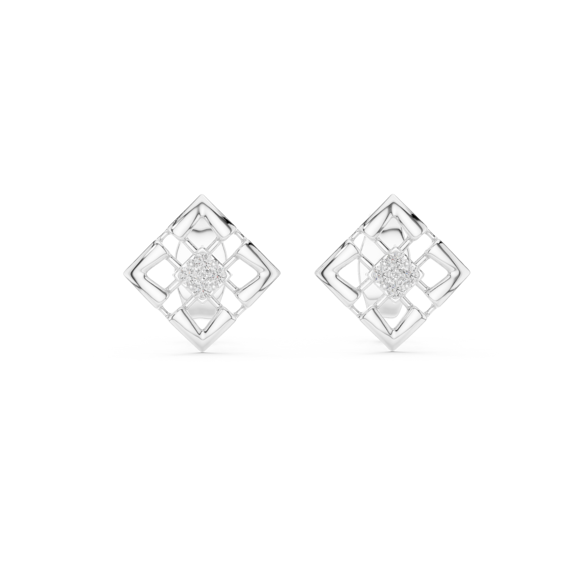 Luminous Lattice Bloom Diamond Studs
