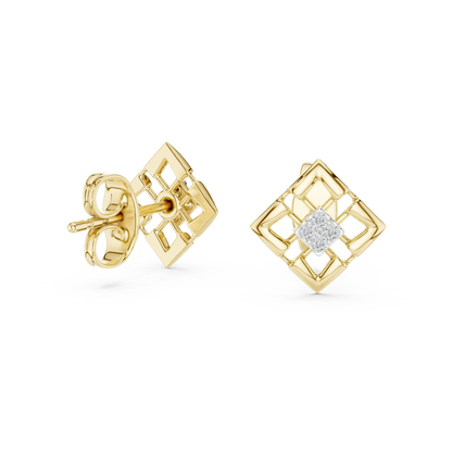 Luminous Lattice Bloom Diamond Studs