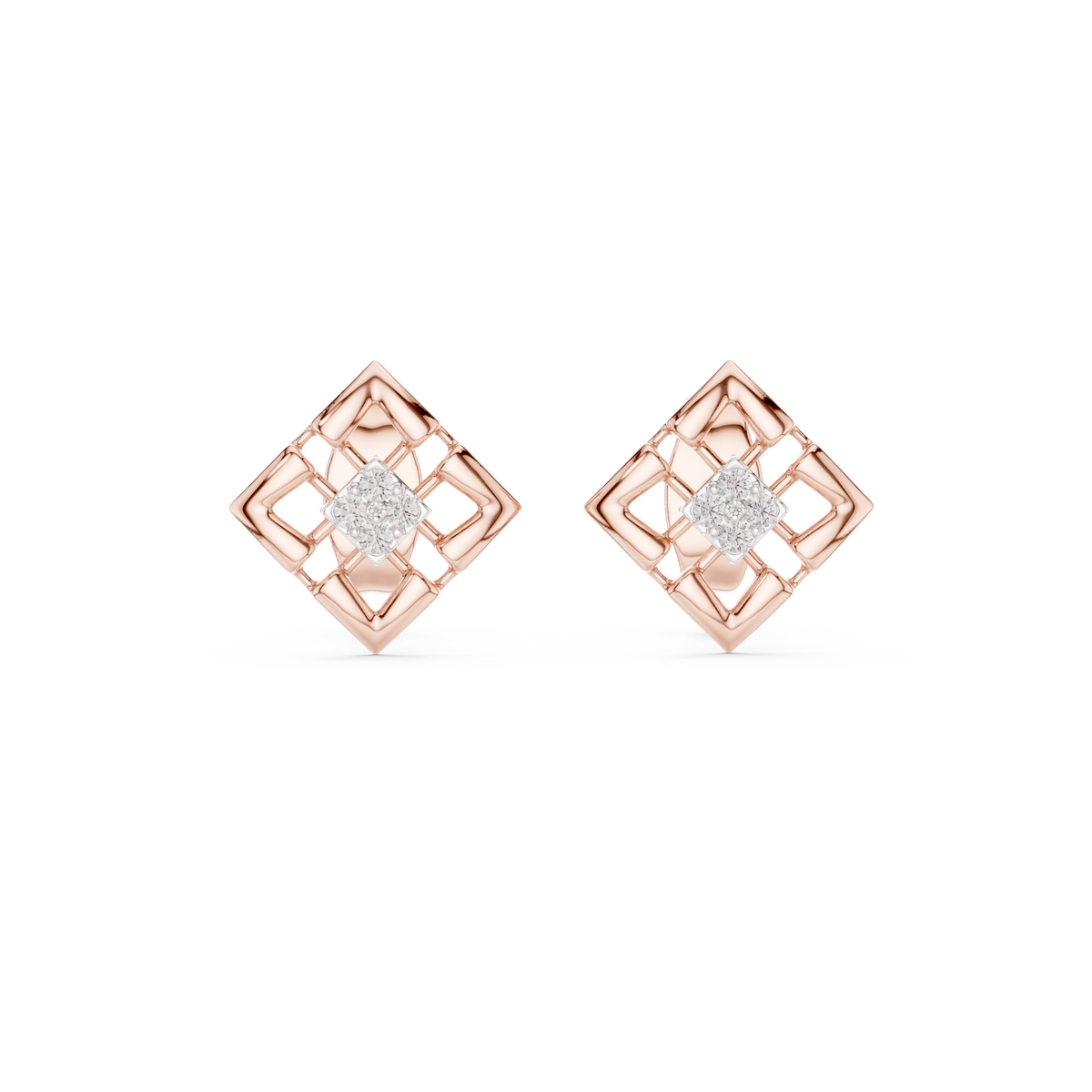 Luminous Lattice Bloom Diamond Studs