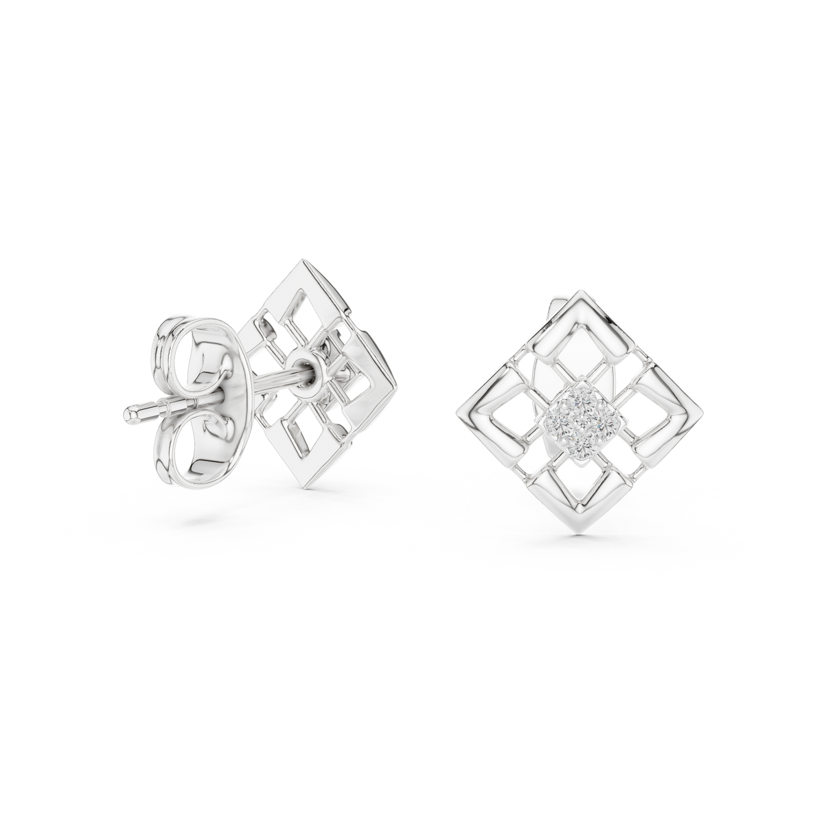 Luminous Lattice Bloom Diamond Studs