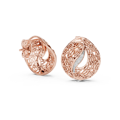 Elegant Filigree Curve Diamond Studs