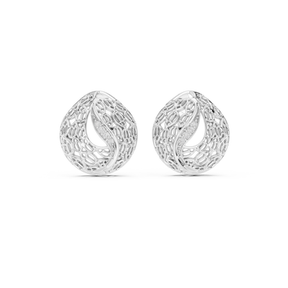 Elegant Filigree Curve Diamond Studs