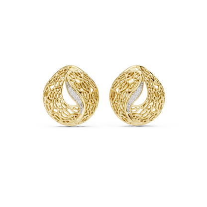 Elegant Filigree Curve Diamond Studs