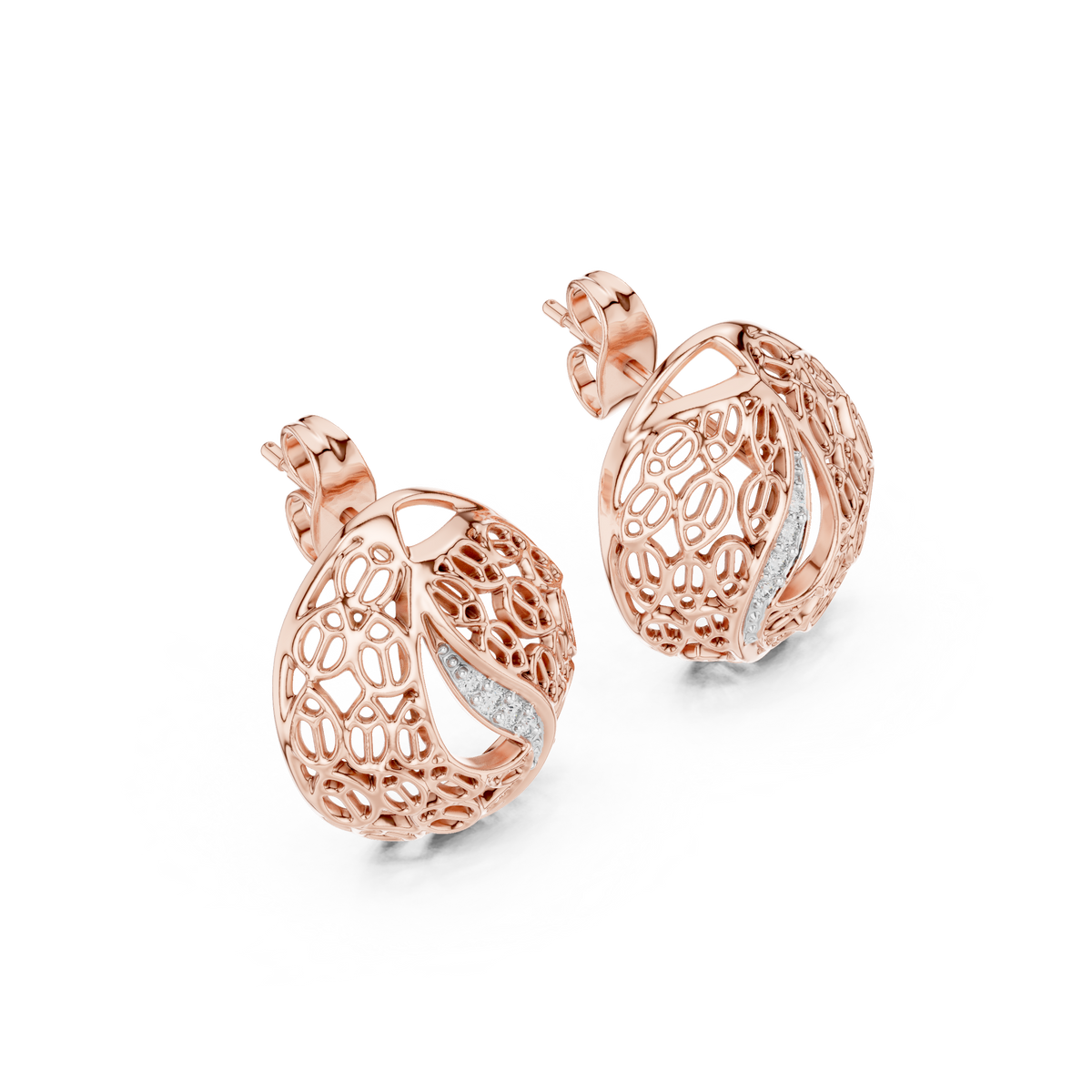 Elegant Filigree Curve Diamond Studs