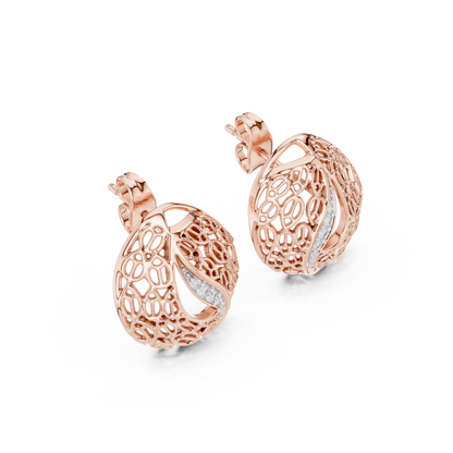 Elegant Filigree Curve Diamond Studs