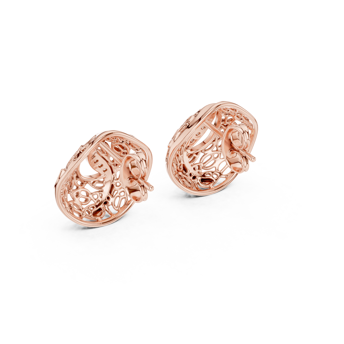 Elegant Filigree Curve Diamond Studs