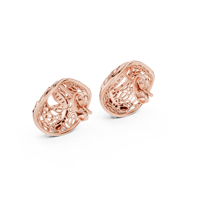 Elegant Filigree Curve Diamond Studs