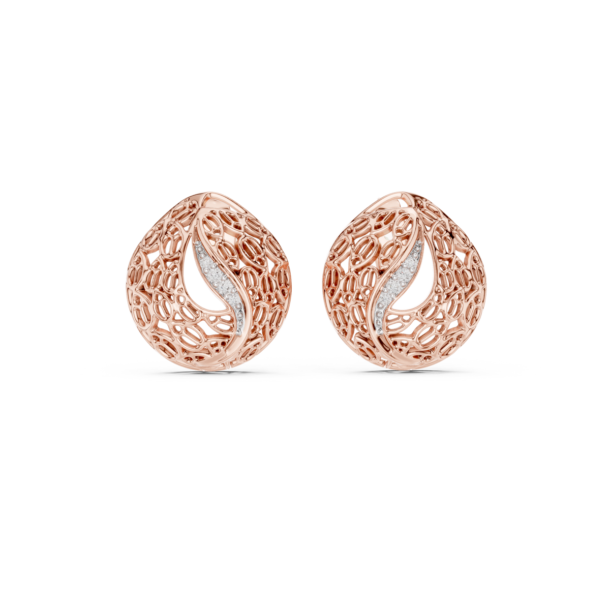 Elegant Filigree Curve Diamond Studs