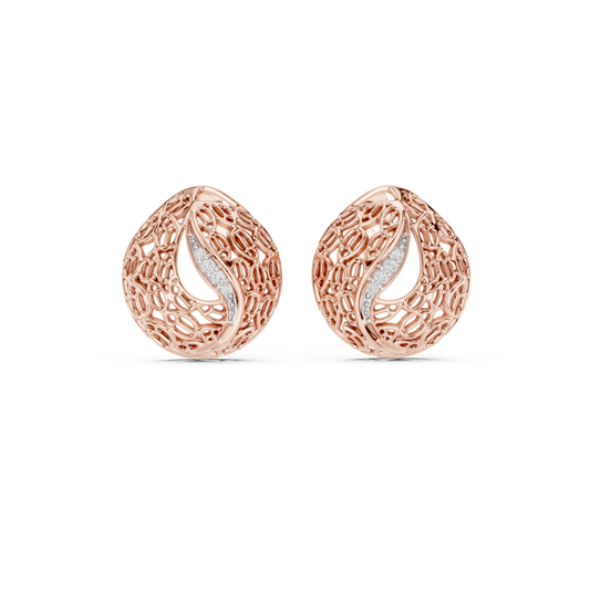 Elegant Filigree Curve Diamond Studs