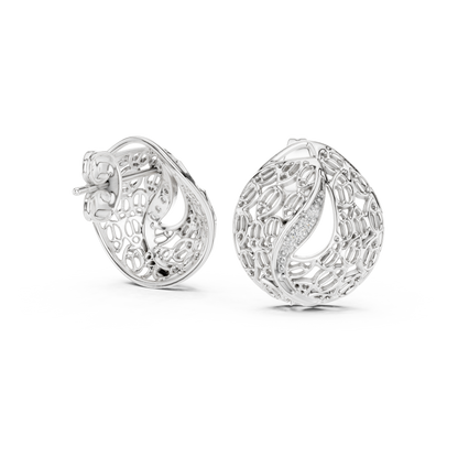 Elegant Filigree Curve Diamond Studs
