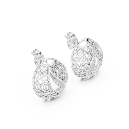 Elegant Filigree Curve Diamond Studs