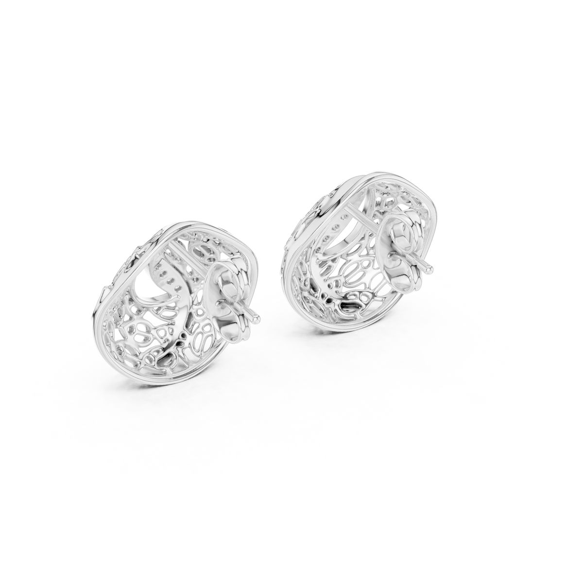 Elegant Filigree Curve Diamond Studs