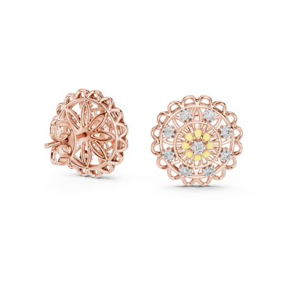 Regal Mandala Bloom Diamond Studs