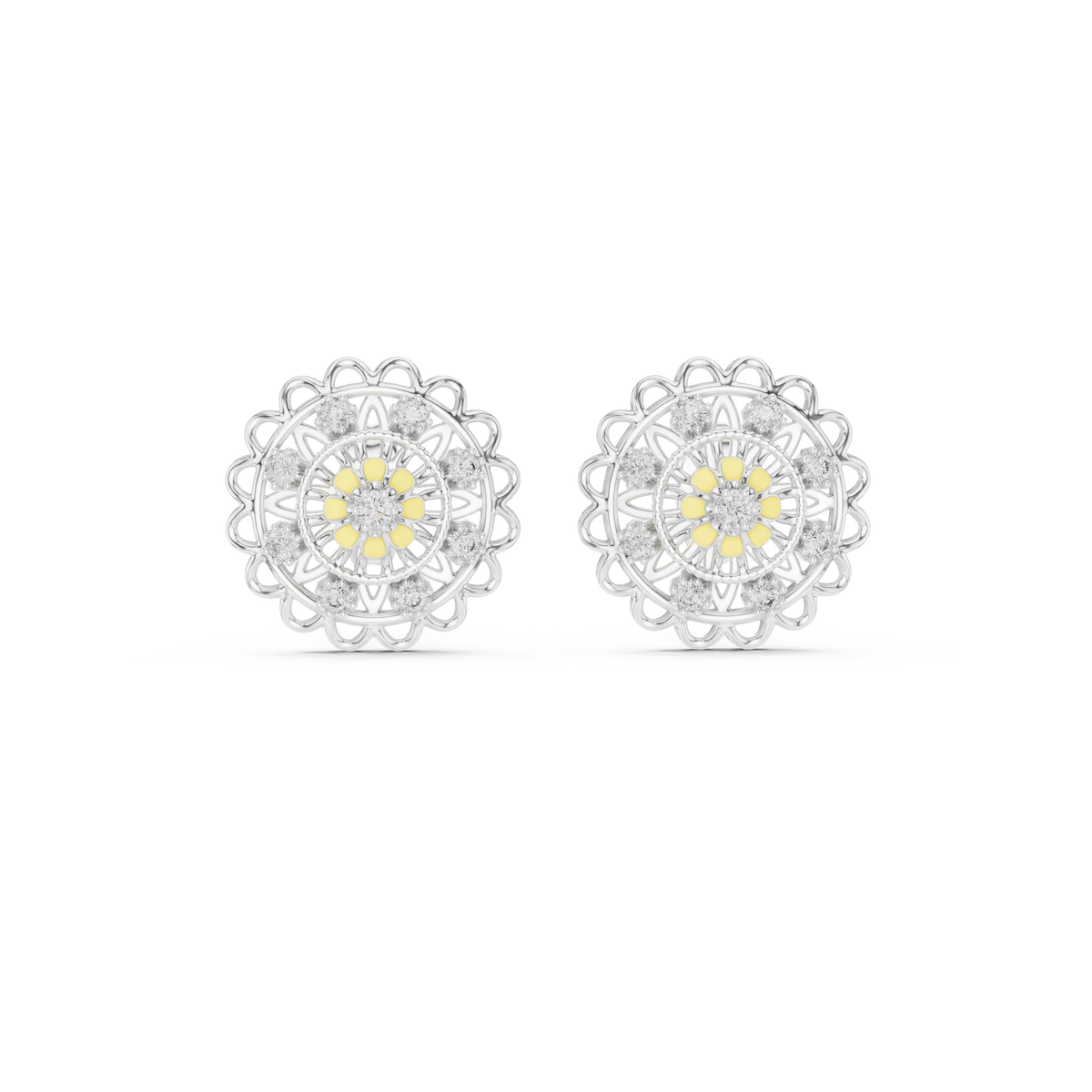 Regal Mandala Bloom Diamond Studs