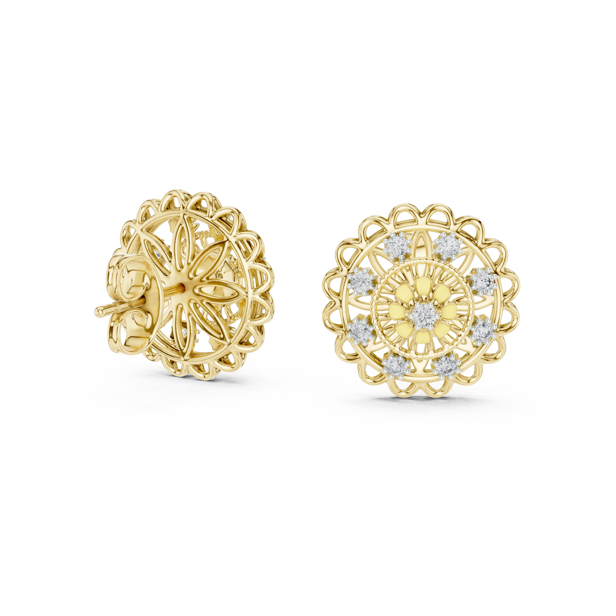 Regal Mandala Bloom Diamond Studs