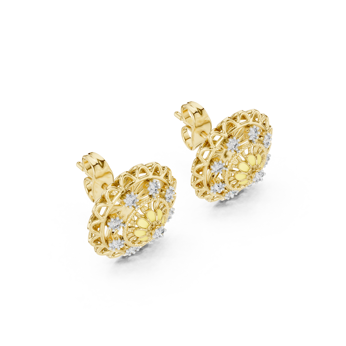 Regal Mandala Bloom Diamond Studs
