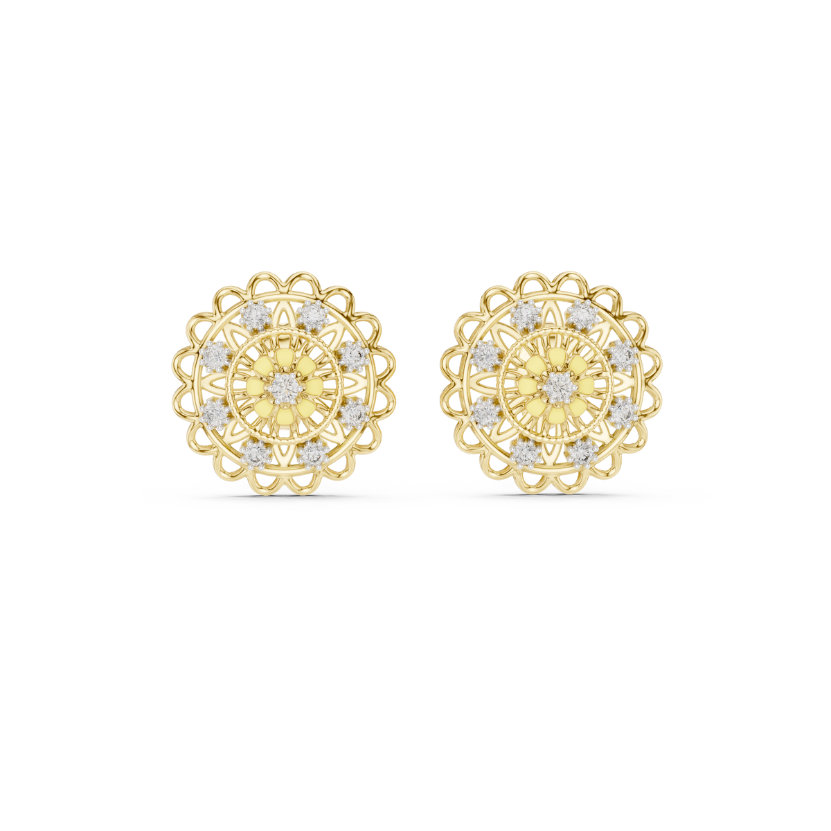 Regal Mandala Bloom Diamond Studs