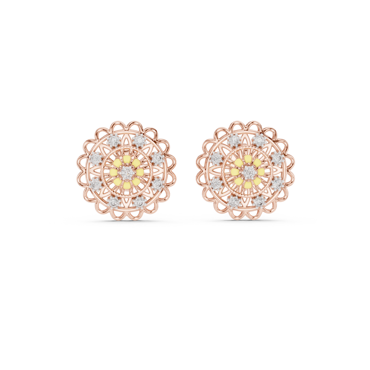 Regal Mandala Bloom Diamond Studs
