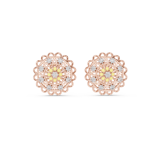 Regal Mandala Bloom Diamond Studs