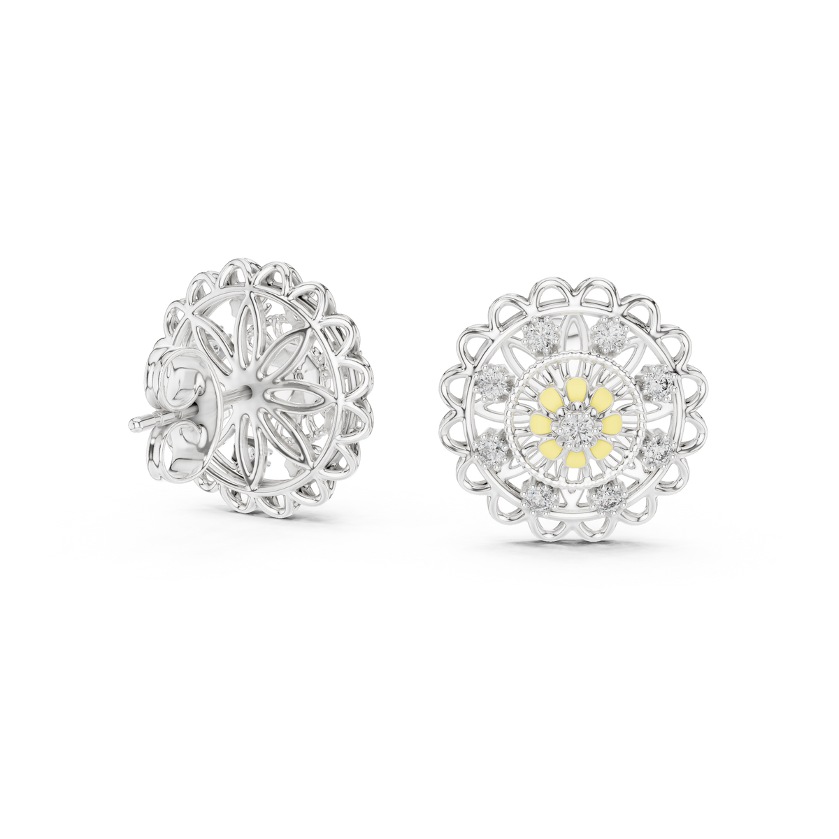 Regal Mandala Bloom Diamond Studs