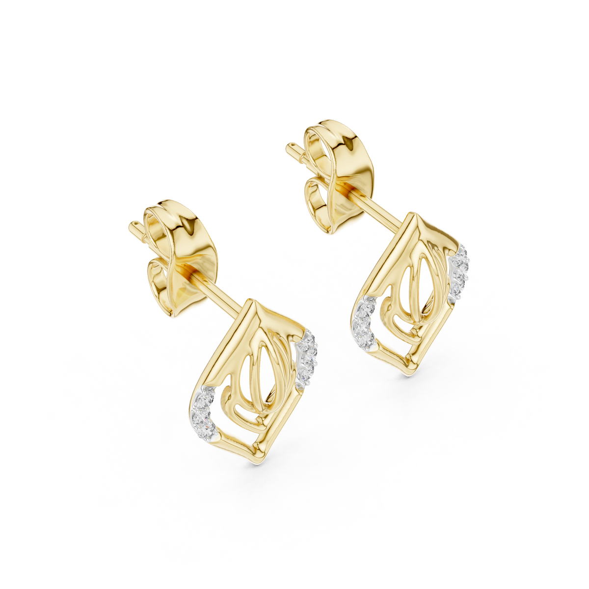 Regal Teardrop Filigree Diamond Studs