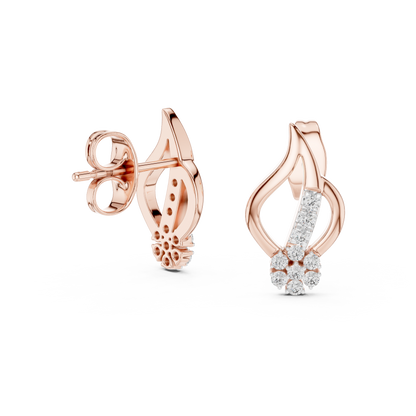Elegant Leaf Bloom Diamond Studs