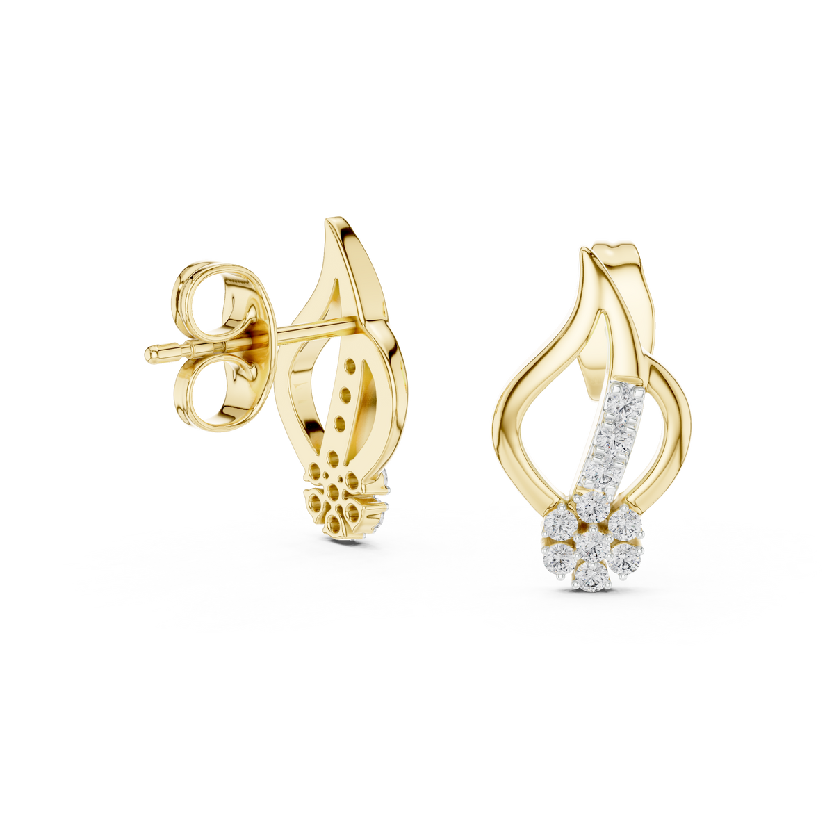 Elegant Leaf Bloom Diamond Studs