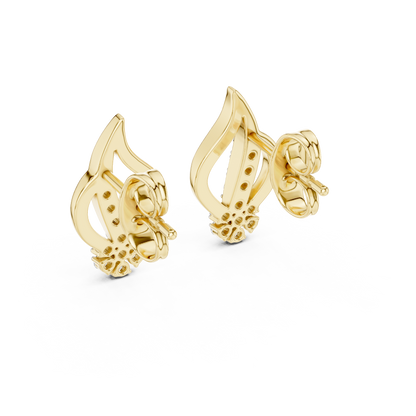 Elegant Leaf Bloom Diamond Studs