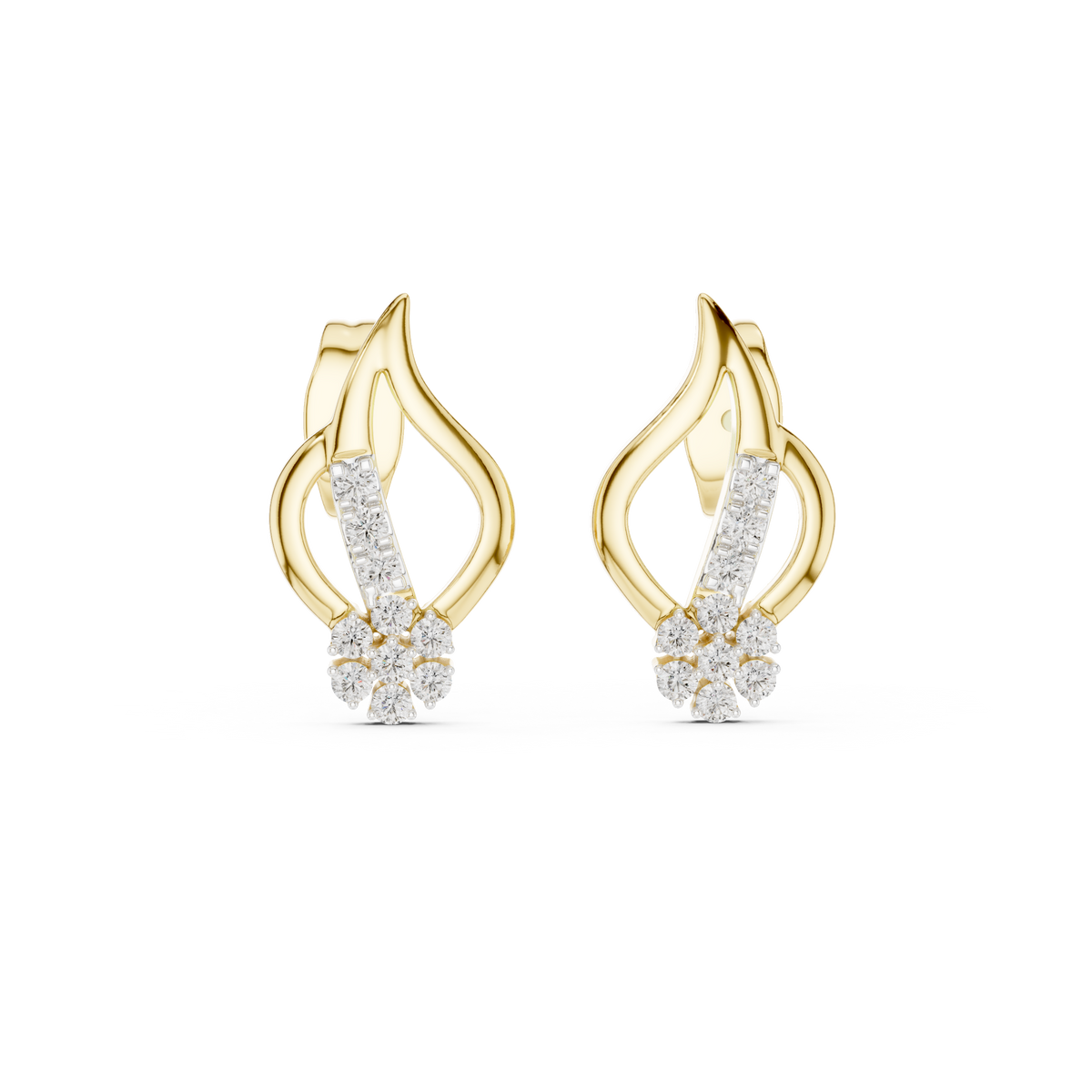 Elegant Leaf Bloom Diamond Studs